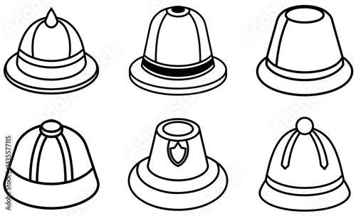 Vector Illustration of Different Types of Hats