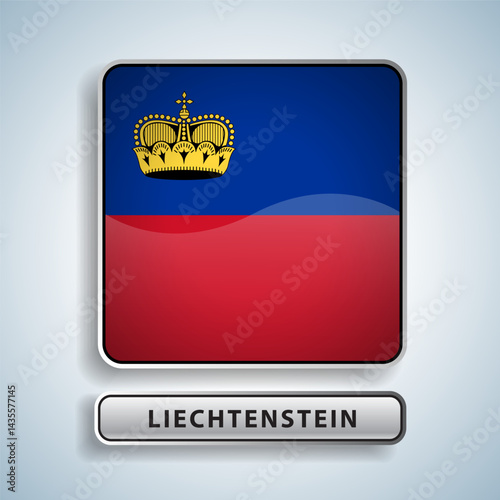 Liechtenstein flag square button Isolated on color gradient background. Exclusive Icon flag