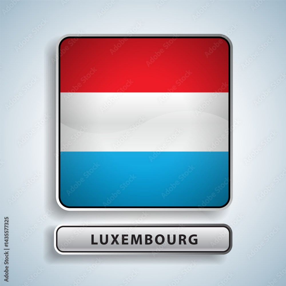Luxembourg flag square button Isolated on color gradient background. Exclusive Icon flag Luxembourg flag square button Isolated on color gradient background. Exclusive Icon flag