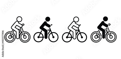 Simple Black and White Cycling Icons Minimalist Bicycle Rider Silhouettes Vector Design