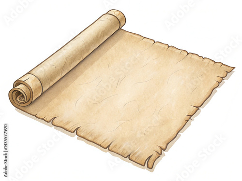 Parchment paper roll isolated on transparent background