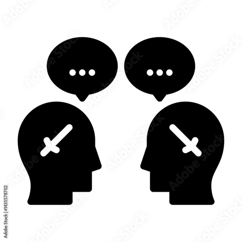 confrontation glyph icon. conflict solid illustration