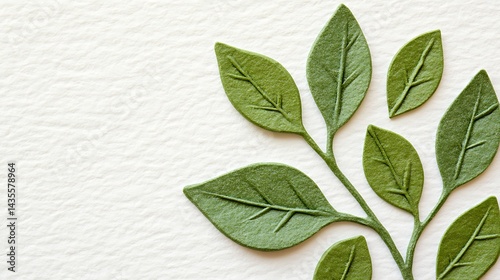Green leaves on white background.