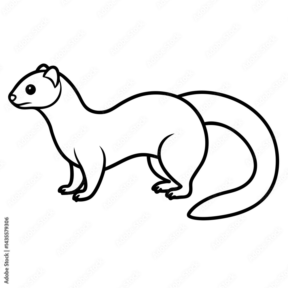 Fototapeta premium Modern Ferret Outline Art Design