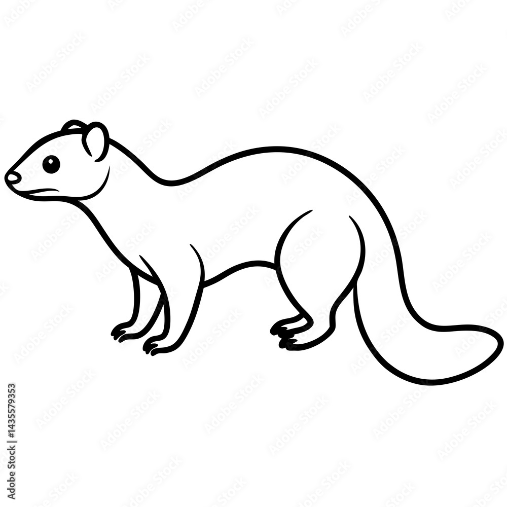 Modern Ferret Outline Art Design