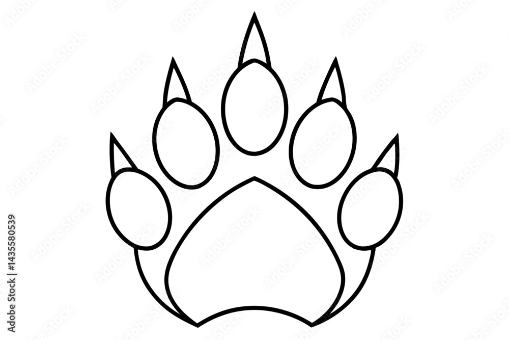 Bear Paw Print With Peaks Line Art Vector Illustration Bear Paw Print With Peaks Line Art Vector Illustration