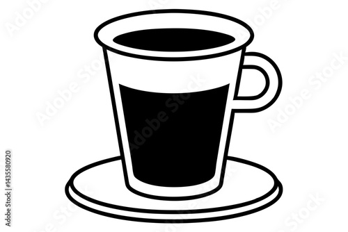 Classic Diner Coffee Cup Line Art Vector Illustration