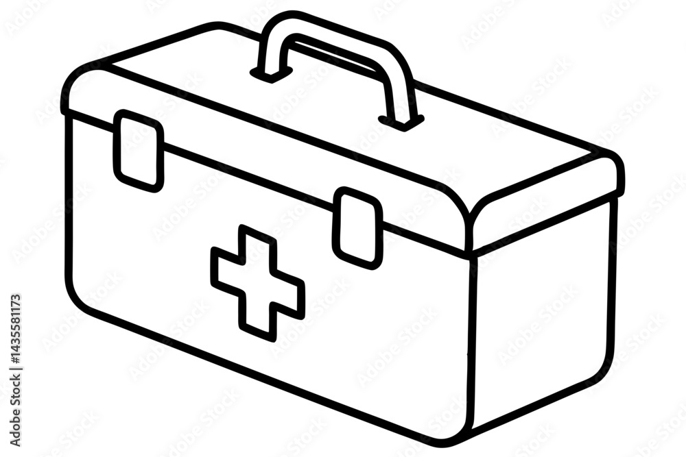 First Aid Kit Box Line Art Vector Illustration First Aid Kit Box Line Art Vector Illustration