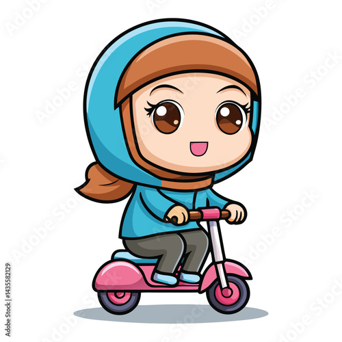 Cute girl riding a scooter