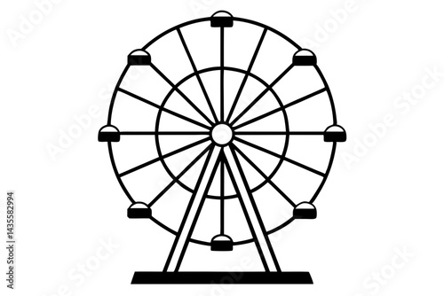 State Fair Ferris Wheel Line Art Vector Illustration