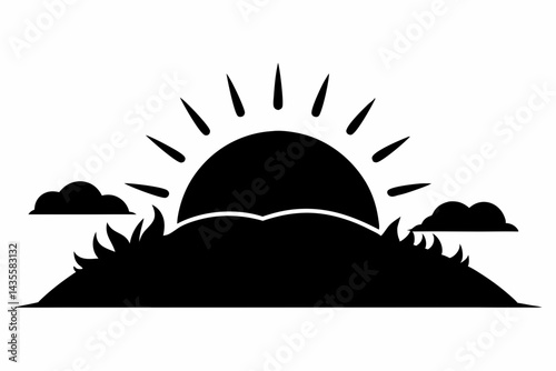Sunrise Over Compost Pile Silhouette Vector Illustration