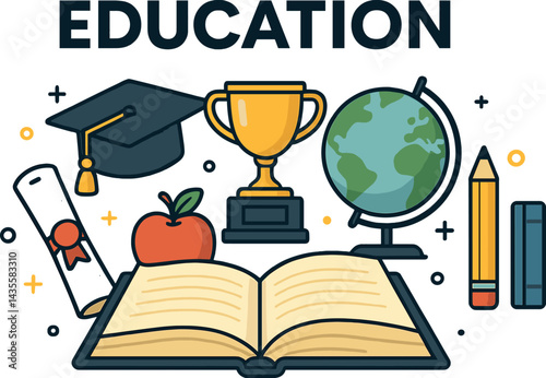 Education. Vector illustration for graphic and web design, business presentation, marketing and print material. Back to school.
