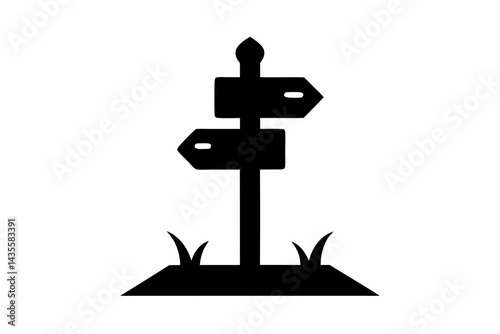 Tiny Trailhead Sign Post Icon Silhouette Vector Illustration