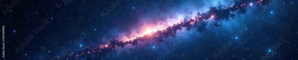 Fototapeta premium Brilliant comet with icy tail against backdrop of countless stars , system, brilliant