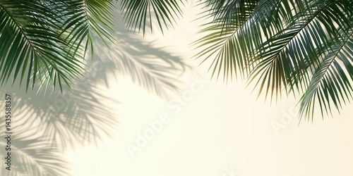 Layered coconut palm branch shadow with a transparent fade