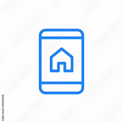 smartphone with a home icon on the screen icon sign vector