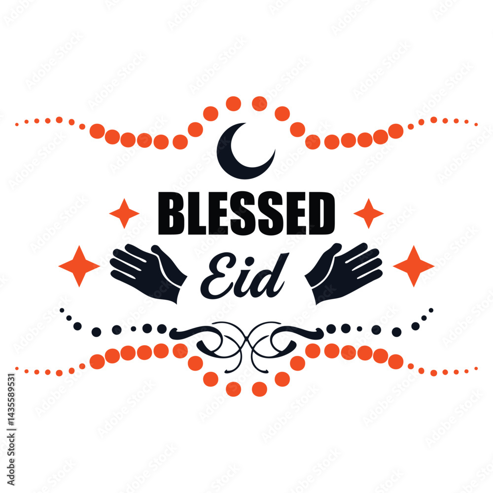 Obraz premium Blessed Eid Prayers Crescent Star Festive Art