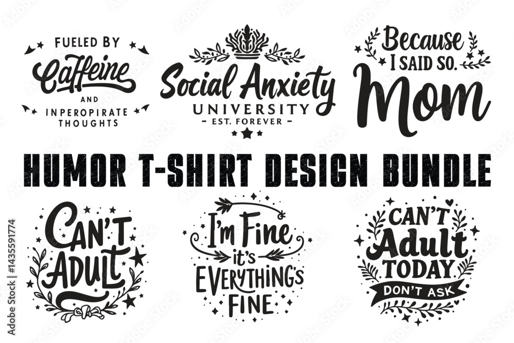 Fototapeta premium Humor T-Shirt Design Bundle