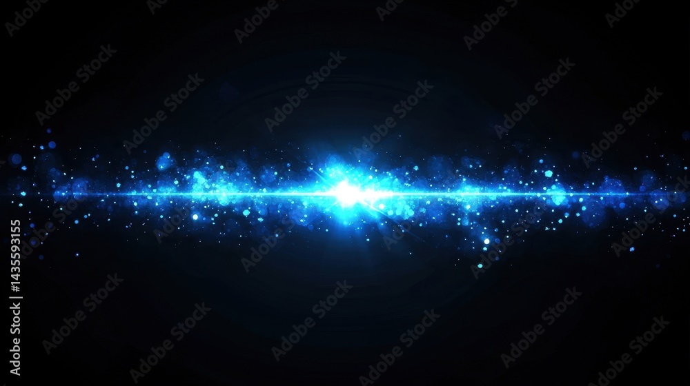 Obraz premium blue light burst glowing particles bright sparkle effect