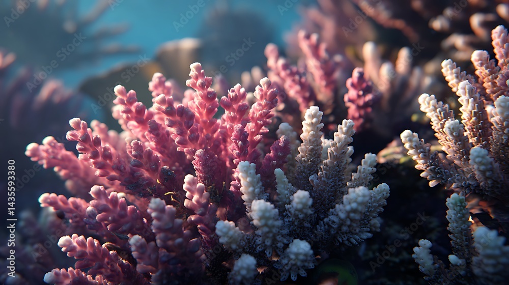Fototapeta premium Underwater photography of vibrant coral reef and marine life in an undersea world showcasing ocean conservation and biodiversity