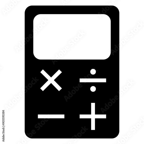 Icono plano calculadora con símbolos de matemáticas 