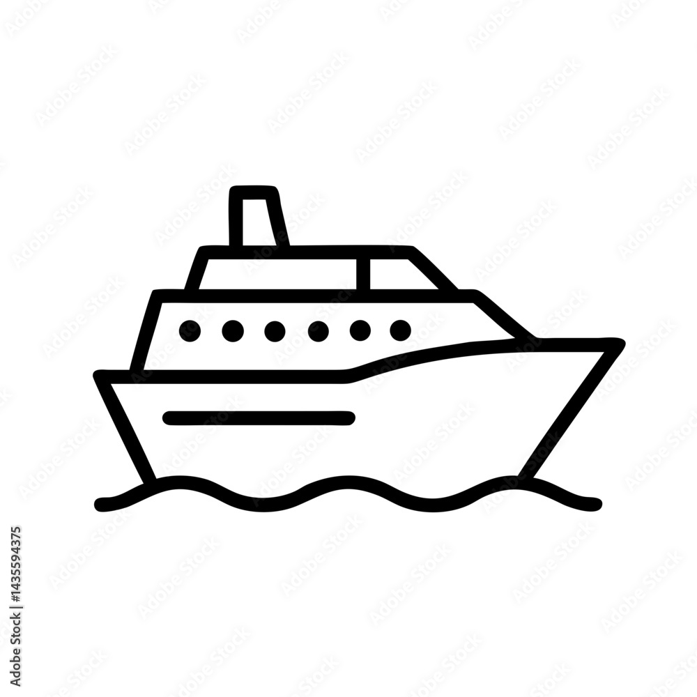 Cruise ship sailing on calm waters with minimalist design Cruise ship sailing on calm waters with minimalist design