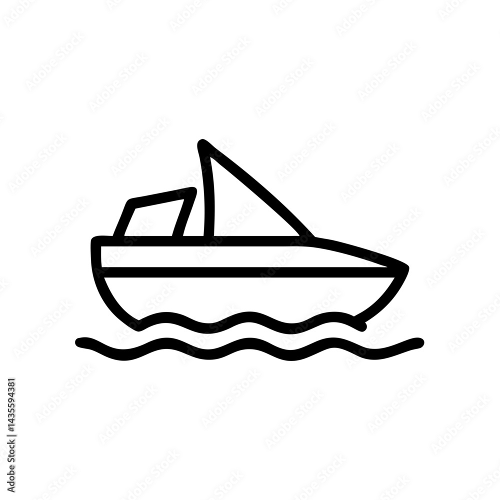 Outline of a catamaran sailing on water Outline of a catamaran sailing on water
