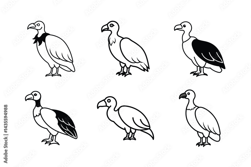 Fototapeta premium Vultures In Flight Scene Vector Art