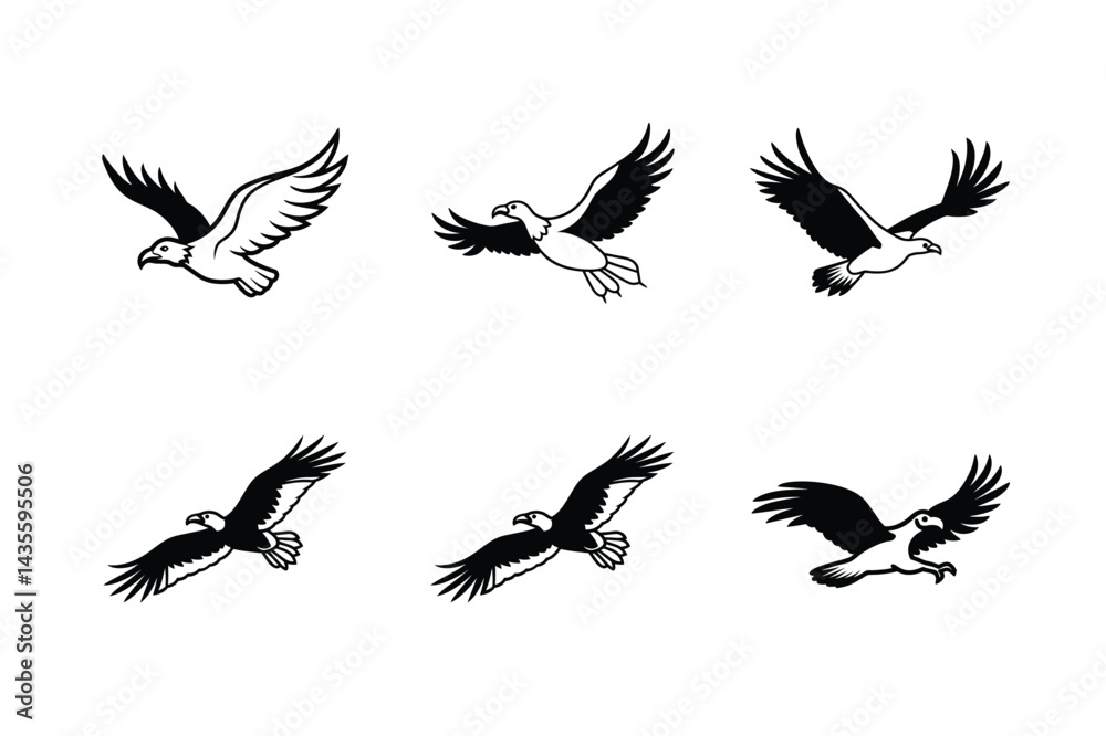 Obraz premium Predator Bird Vulture Vector Silhouette