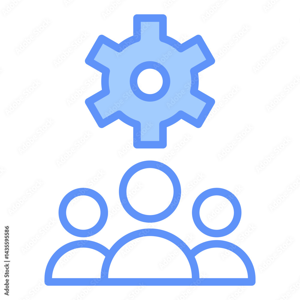 Management Outline Blue Color Icon