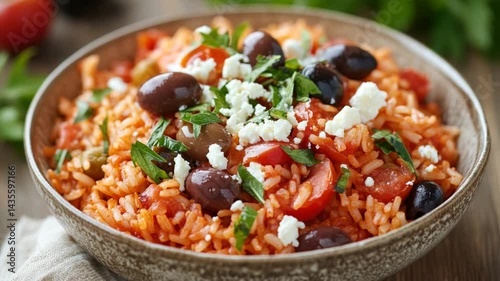 Delicious Tomato Rice with Olives and Feta: A Mediterranean Delight