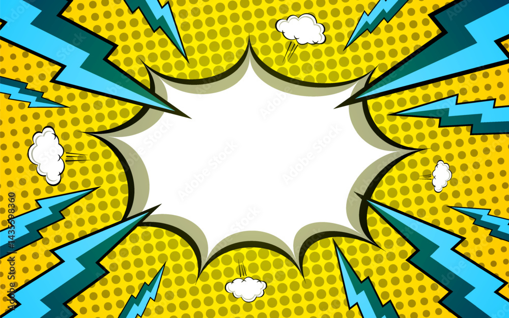 Vintage pop art superhero comic background. comic background with speech bubbles