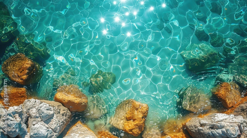Obraz premium crystal clear turquoise sea under warm afternoon light