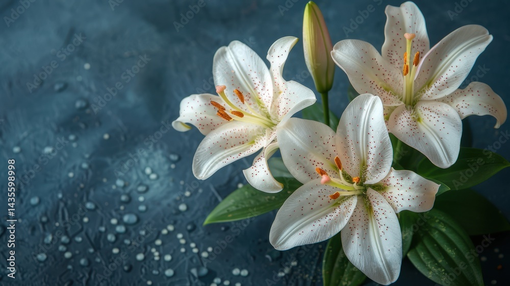 Fototapeta premium Elegant white lilies in minimal background
