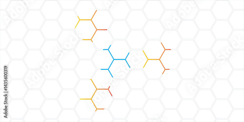 Abstract hexagonal pattern with seamless honeycomb design in grey and metallic 3D style