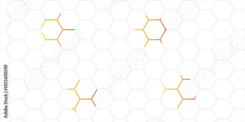 Honeycomb pattern seamless design with yellow and orange hexagonal cells in a geometric grid