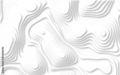 Abstract modern 3d Paper cut white background .white waves background ,paper art style, white pattern lines gradients, topographic canyon map light relief texture, curved layers.