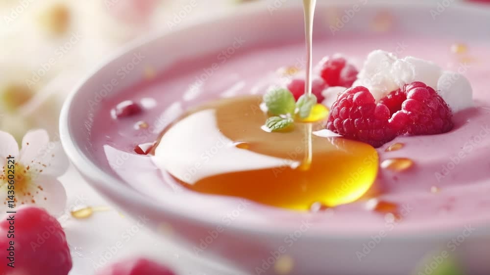 Delicious Raspberry Dessert with Honey Drizzle Delicious Raspberry Dessert with Honey Drizzle