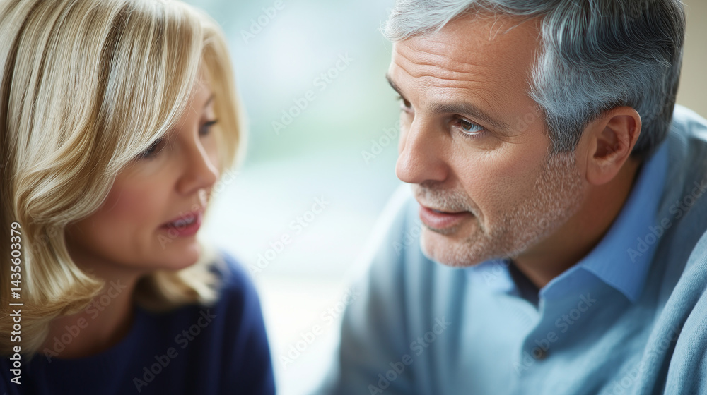 Social worker nods with understanding during a close up counseling session with a grieving spouse