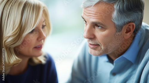 Obraz na płótnie Social worker nods with understanding during a close up counseling session with a grieving spouse w salonie