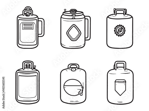 Fuel Tank line art icon detailed monochrome sketch