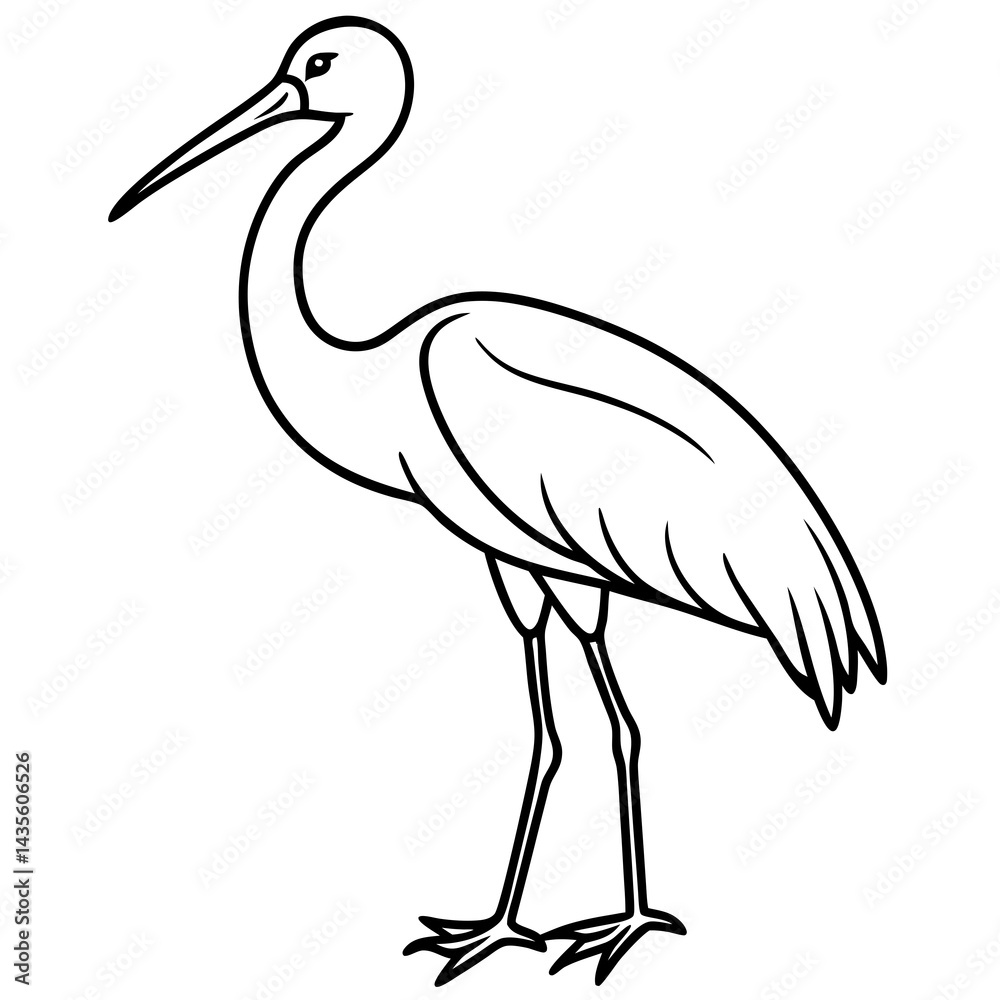 Obraz premium Modern Stork Outline Vector