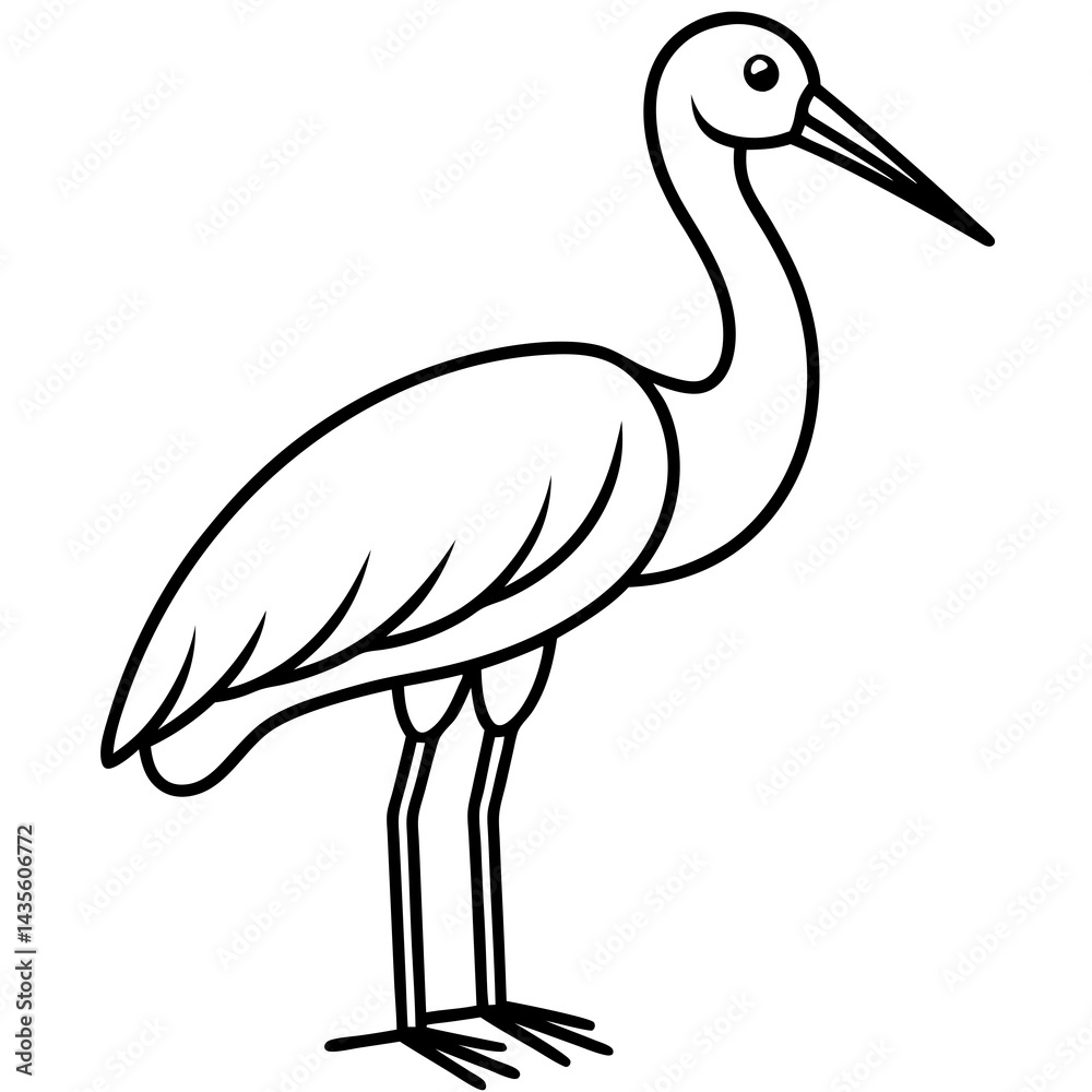 Obraz premium Modern Stork Outline Vector