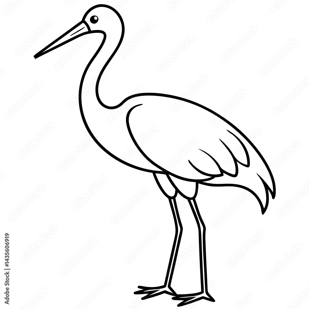 Obraz premium Modern Stork Outline Vector