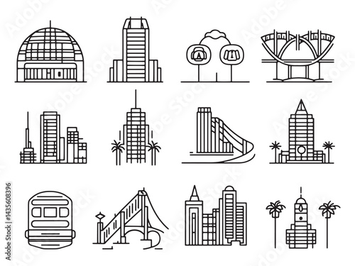 Gaslamp Quarter line art icon vector illustration artwork