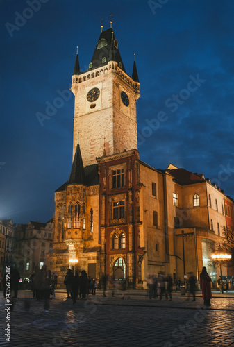 Obraz na płótnie Old Town Tower In Prague At Night w salonie