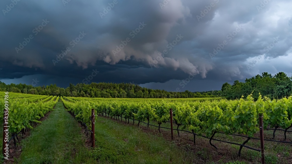 Fototapeta premium vineyard storm dramatic sky