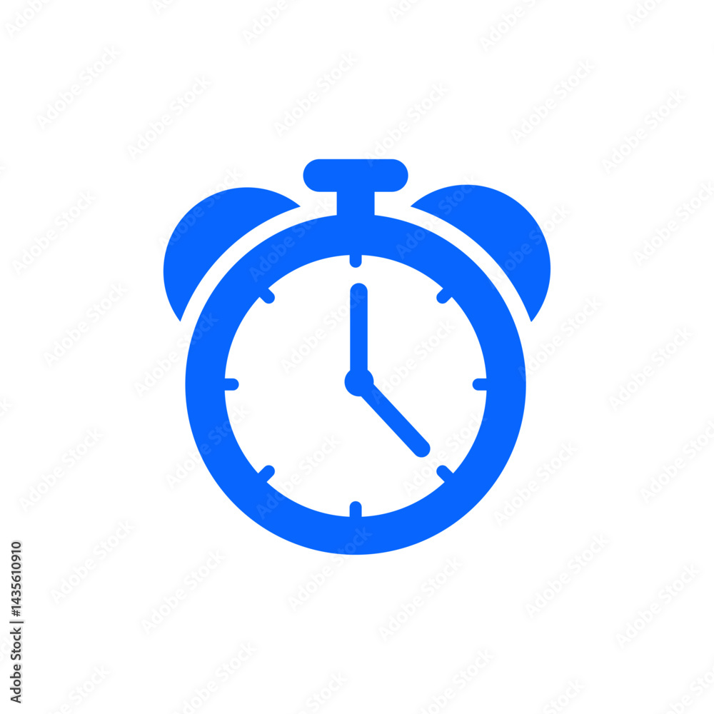 Simple blue alarm clock icon representing time management, deadlines, and reminders. Simple blue alarm clock icon representing time management, deadlines, and reminders.