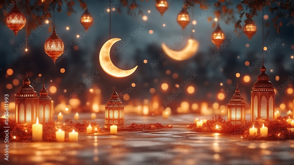 Obraz premium Ramadan Lanterns Night Scene.