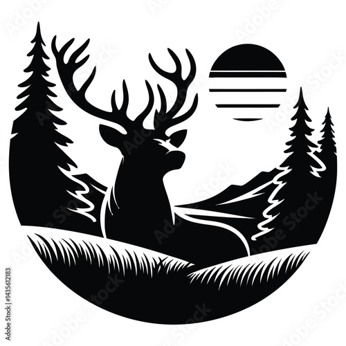 reindeer with a christmas tree and deer 